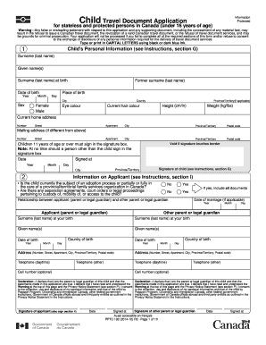 Type of passport travel document - Child Travel Document Application