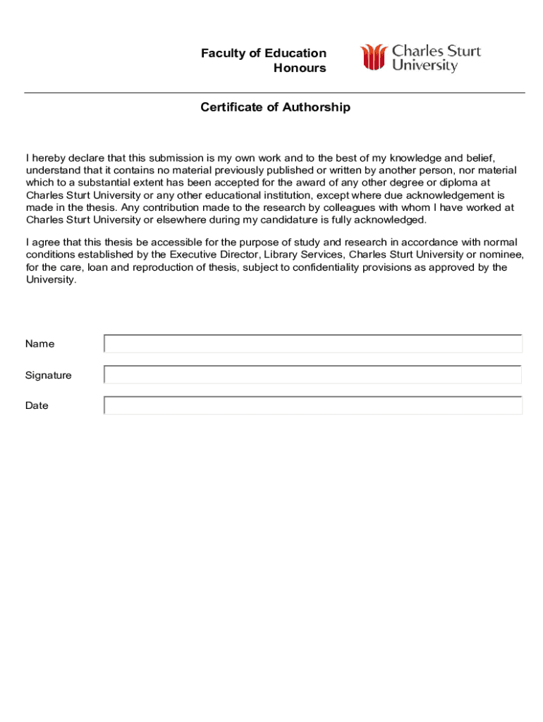 certificate of authorship template Preview on Page 1.