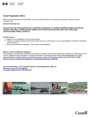 Canada Small Vessel Registration Form 21