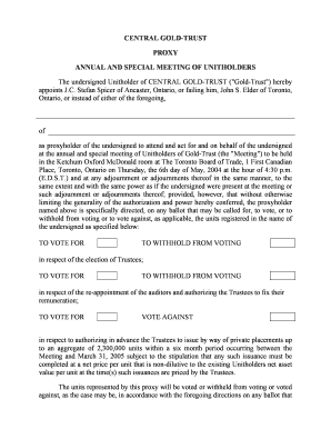Central Gold-Trust Proxy Form