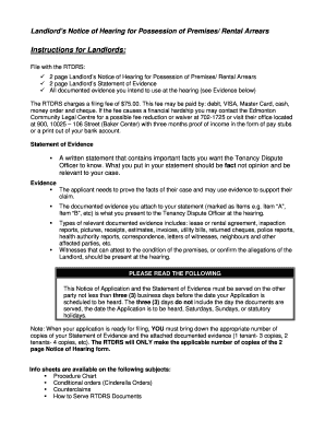 Landlord’s Notice of Hearing for Possession of Premises