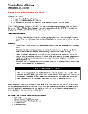 Tenant’s Notice of Hearing