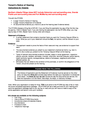 Tenant’s Notice of Hearing