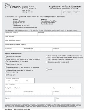 Ontario Tax Adjustment Application