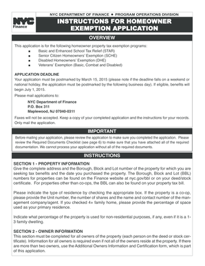 NYC Homeowner Property Tax Exemption Application