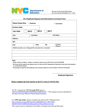 W-2 Duplicate Request Form
