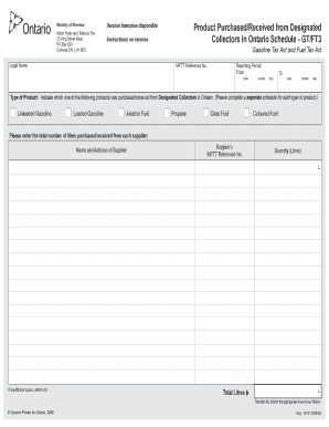 Ontario Gasoline and Fuel Tax Schedule GT/FT3