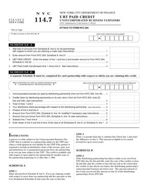 NYC UBT Paid Credit Form