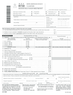 New York City Hotel Room Occupancy Tax Return