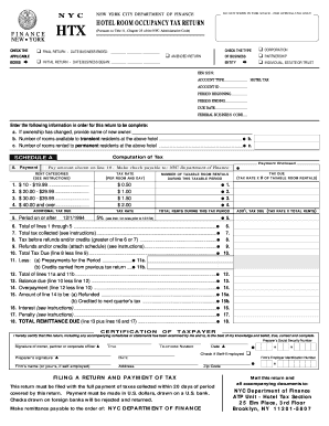 NYC Hotel Room Occupancy Tax Return