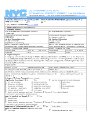 New York City Environmental Assessment Statement Short Form