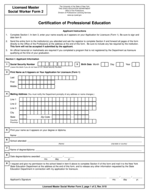 New York Social Worker Form 2