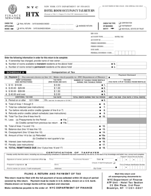 NYC Hotel Room Occupancy Tax Return