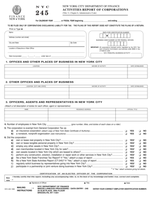 NYC Corporation Activities Report