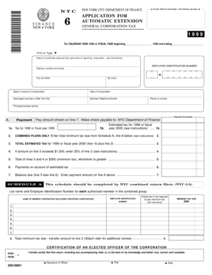 New York General Corporation Tax Extension Application