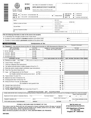 NYC Hotel Room Occupancy Tax Return