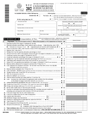 New York City Unincorporated Business Tax Return