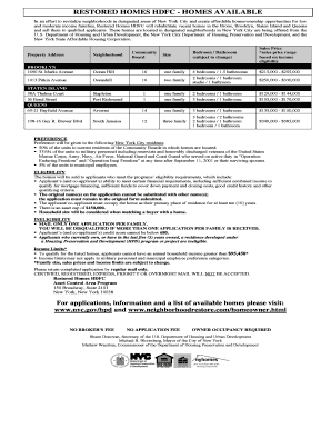 Restored Homes HDFC Application