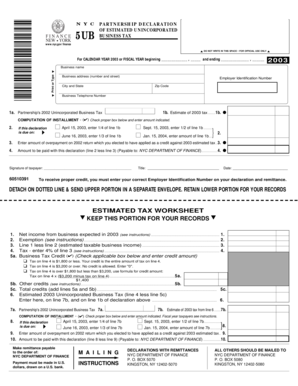 NYC Partnership Declaration of Estimated Unincorporated Business Tax