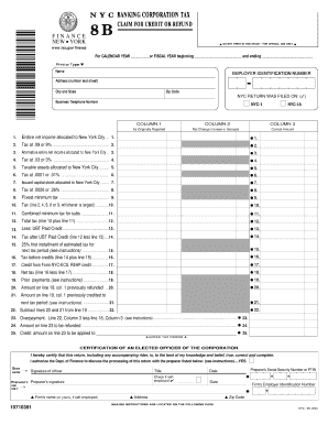 NYC Banking Corporation Tax Claim Form