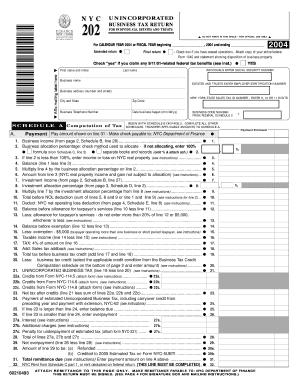 NYC Unincorporated Business Tax Return