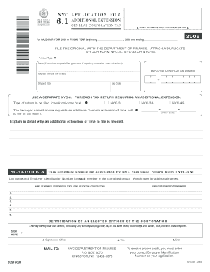 NYC-6.1 General Corporation Tax Extension Application