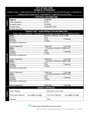 New York Consultant Subcontractor Approval Form