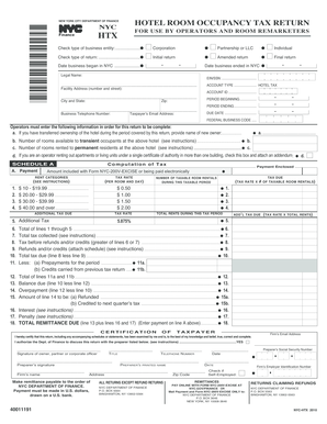 NYC Hotel Room Occupancy Tax Return