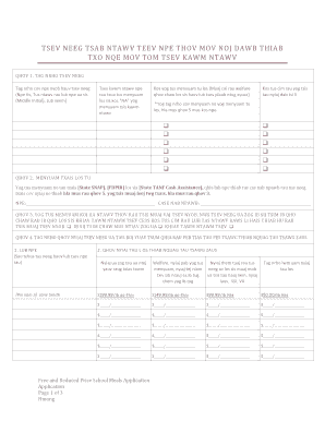 School Meals Application Form