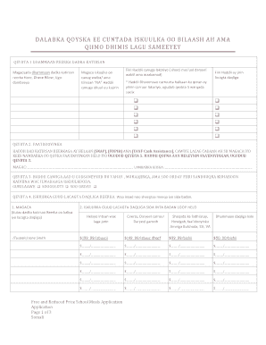 Free and Reduced Price School Meals Application