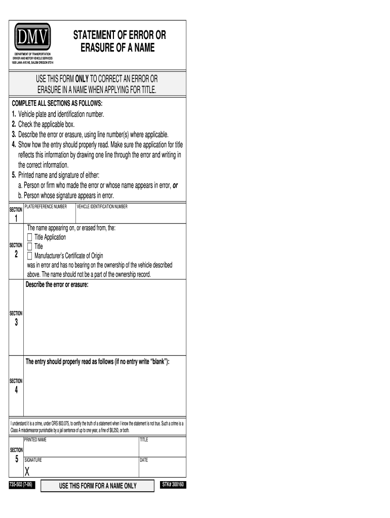 Oregon Statement Of Error Fill And Sign Printable Template Online