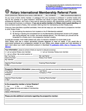 Rotary International Membership Referral Form