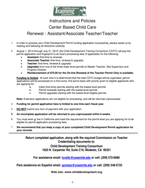 California Child Development Permit Renewal Form