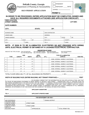 DeKalb County Sign Permit Application