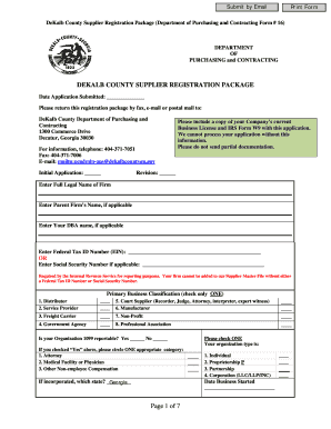 DeKalb County Supplier Registration Form