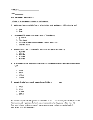 Residential Fall Hazards Test