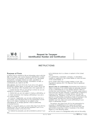 Form W-9 Request for Taxpayer Identification Number and Certification