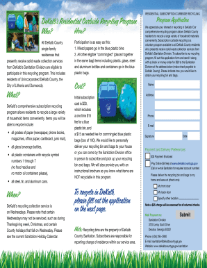 DeKalb County Residential Curbside Recycling Program Application