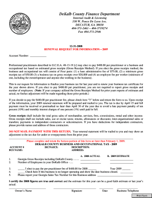 DeKalb County Business Tax Renewal Form