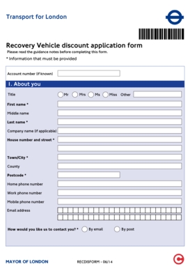 Recovery Vehicle Discount Application Form