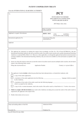 PCT Invitation to Furnish Documents