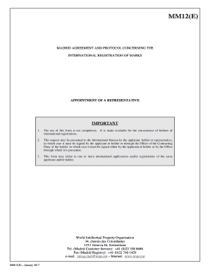 Madrid Agreement Appointment of Representative