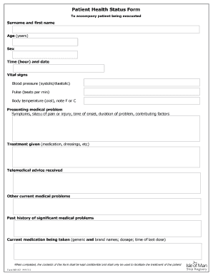 Heart rate log sheet - health status in application form