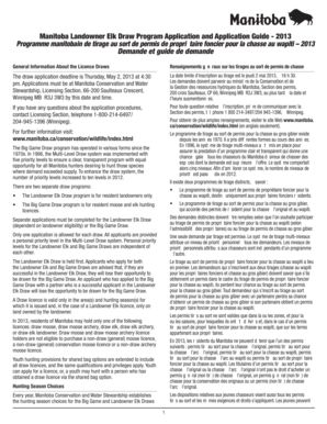 Manitoba Landowner Elk Draw Program Application