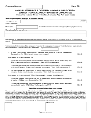 Annual Return of a Company Having a Share Capital