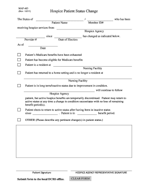 Hospice Patient Status Change Form