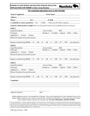 Burning of Crop Residue Permit Application