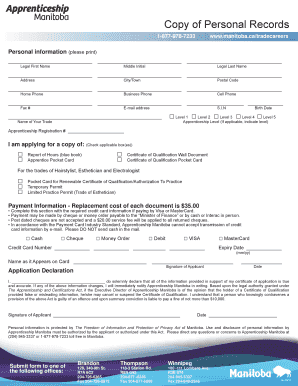 Manitoba Apprenticeship Records Request Form