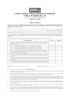 China Public Procurement Proxy Form