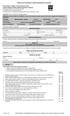 Evidence of Insurability Form for Disability Insurance